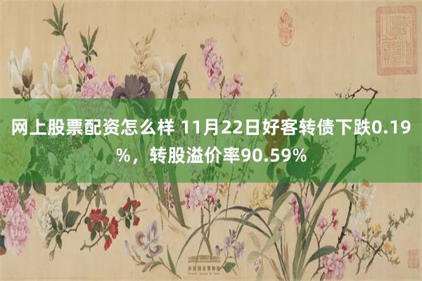 网上股票配资怎么样 11月22日好客转债下跌0.19%，转股溢价率90.59%