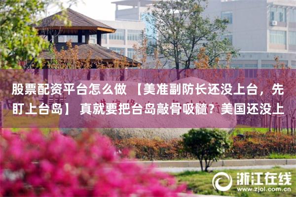 股票配资平台怎么做 【美准副防长还没上台，先盯上台岛】 真就要把台岛敲骨吸髓？美国还没上
