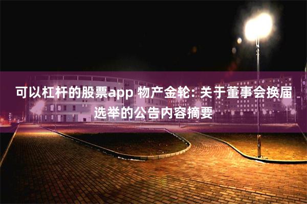 可以杠杆的股票app 物产金轮: 关于董事会换届选举的公告内容摘要
