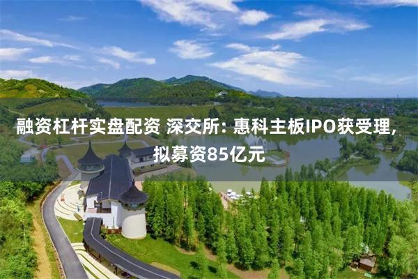 融资杠杆实盘配资 深交所: 惠科主板IPO获受理, 拟募资85亿元