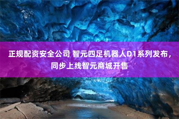 正规配资安全公司 智元四足机器人D1系列发布，同步上线智元商城开售