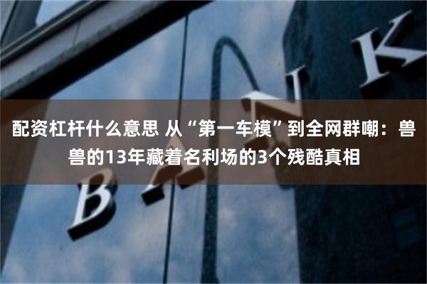 配资杠杆什么意思 从“第一车模”到全网群嘲：兽兽的13年藏着名利场的3个残酷真相